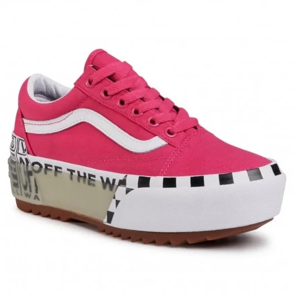 VANS OLD SKOOL STACKED LOGO STACK, CABARET, SIZE 9 WOMENS - Picture 1 of 15